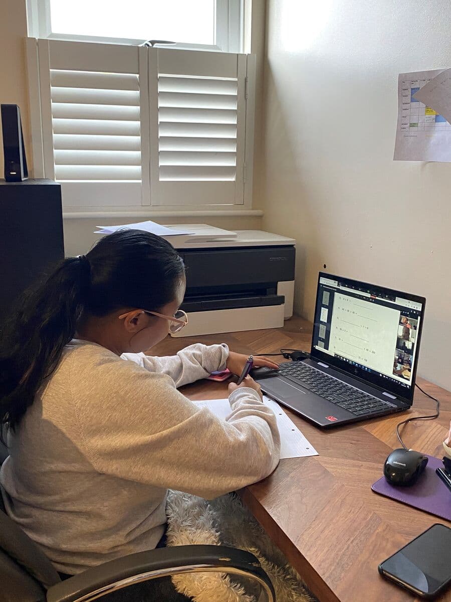 Student in an online tutoring session